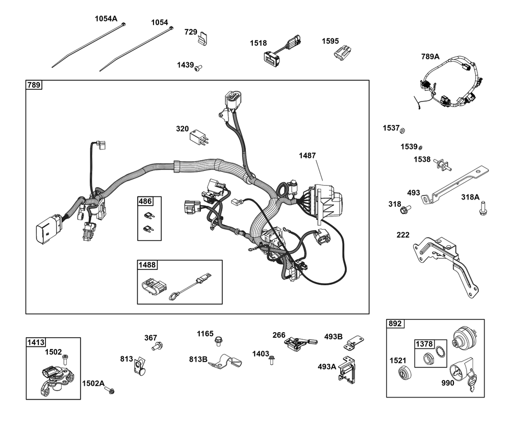 Controls Group Diagram and Parts List for 61A277-0100-J1  Briggs and Stratton Engine